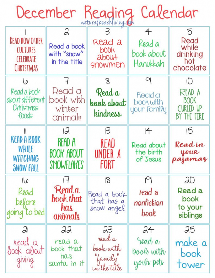 Christmas Reading Challenge for Kids - Natural Beach Living