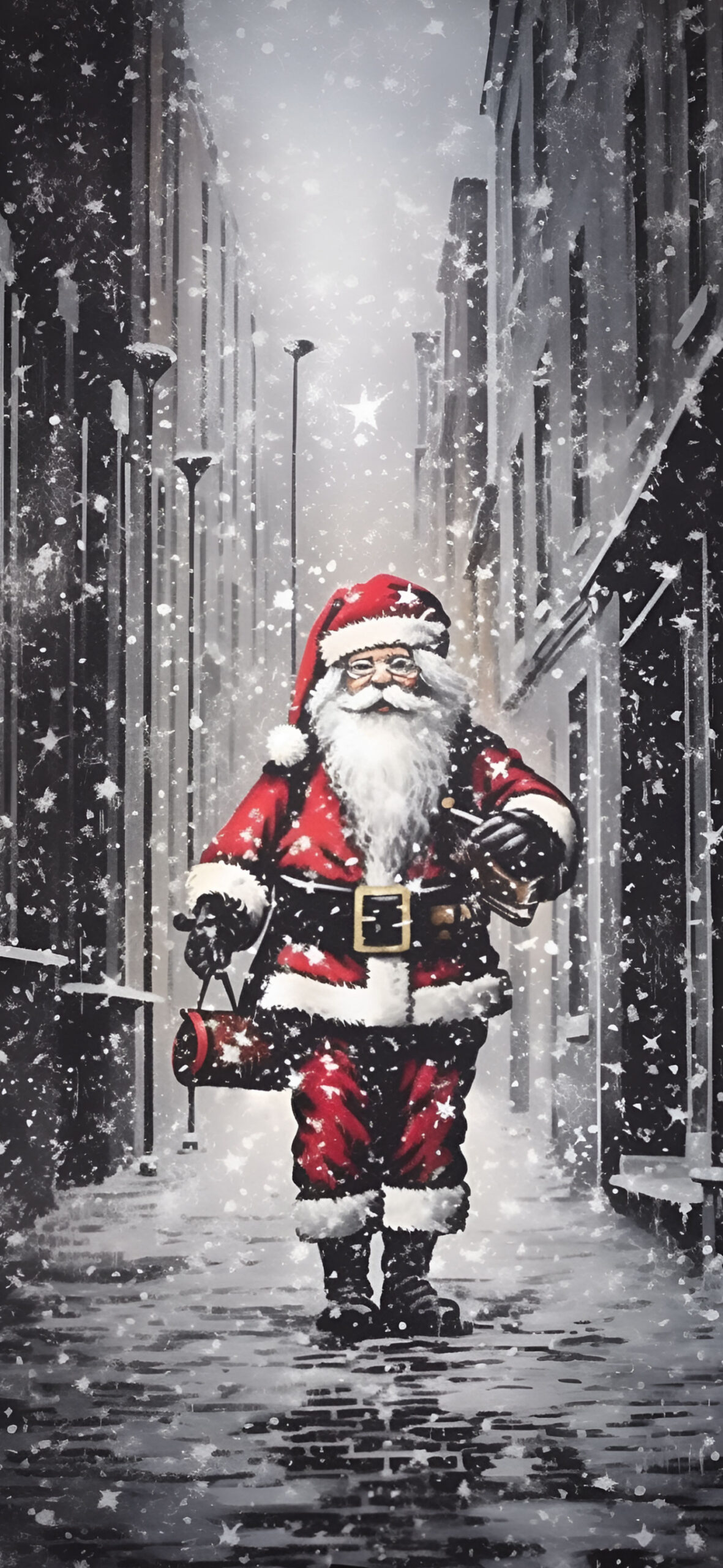 Christmas Santa in Snowy City Wallpapers - Christmas Wallpapers