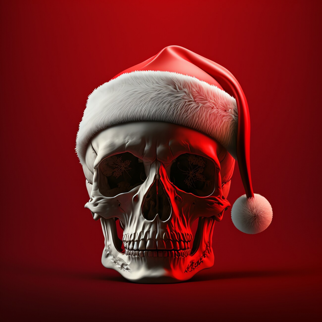 Christmas skull in red Christmas hat Wall Mural  Buy online at