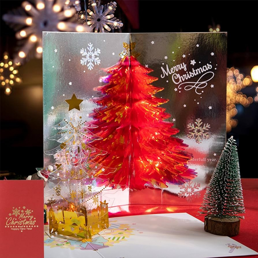 Christmas Tree D Pop-Up Card, D Glitter Christmas Tree Greeting