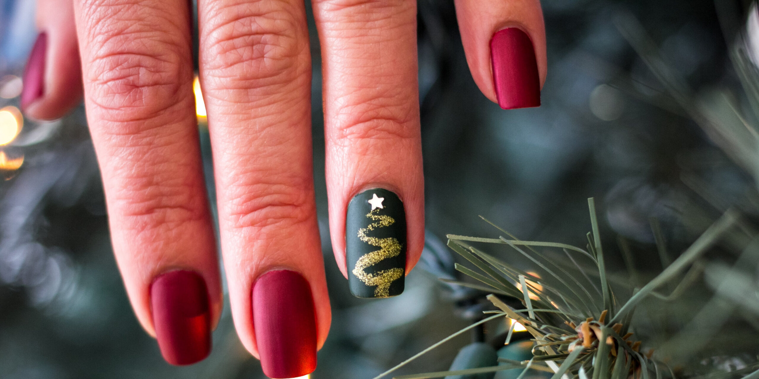 Christmas-Tree Nail Art For   POPSUGAR Beauty