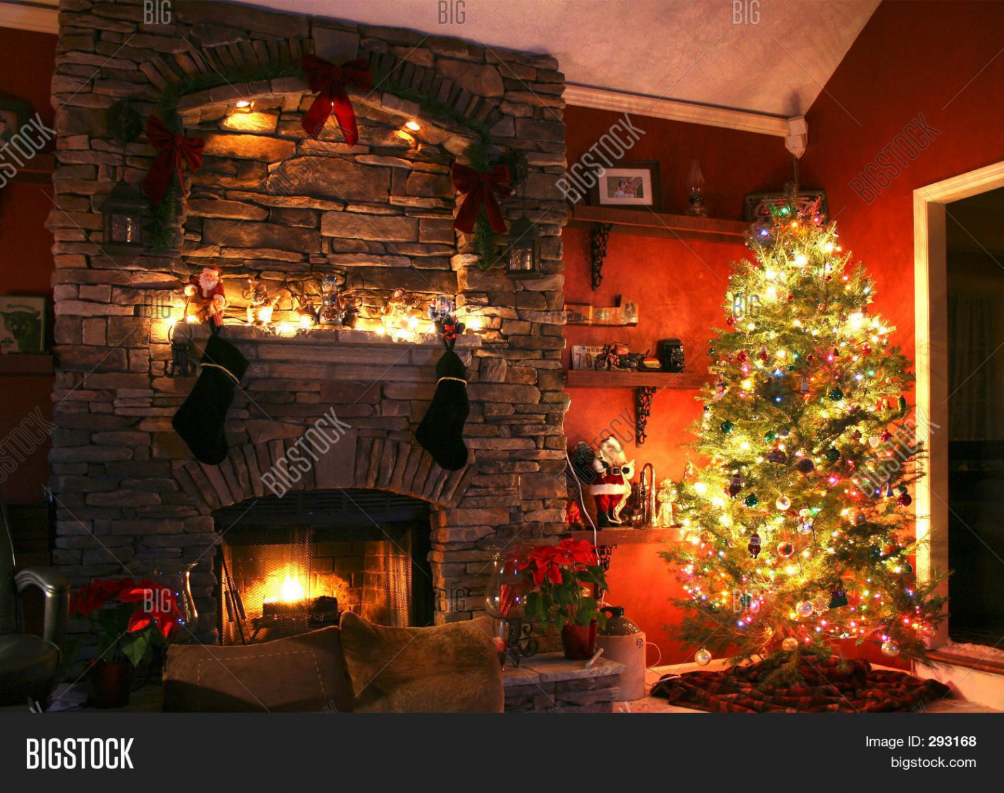 Christmas Tree Next To Fireplace  Christmas tree and fireplace