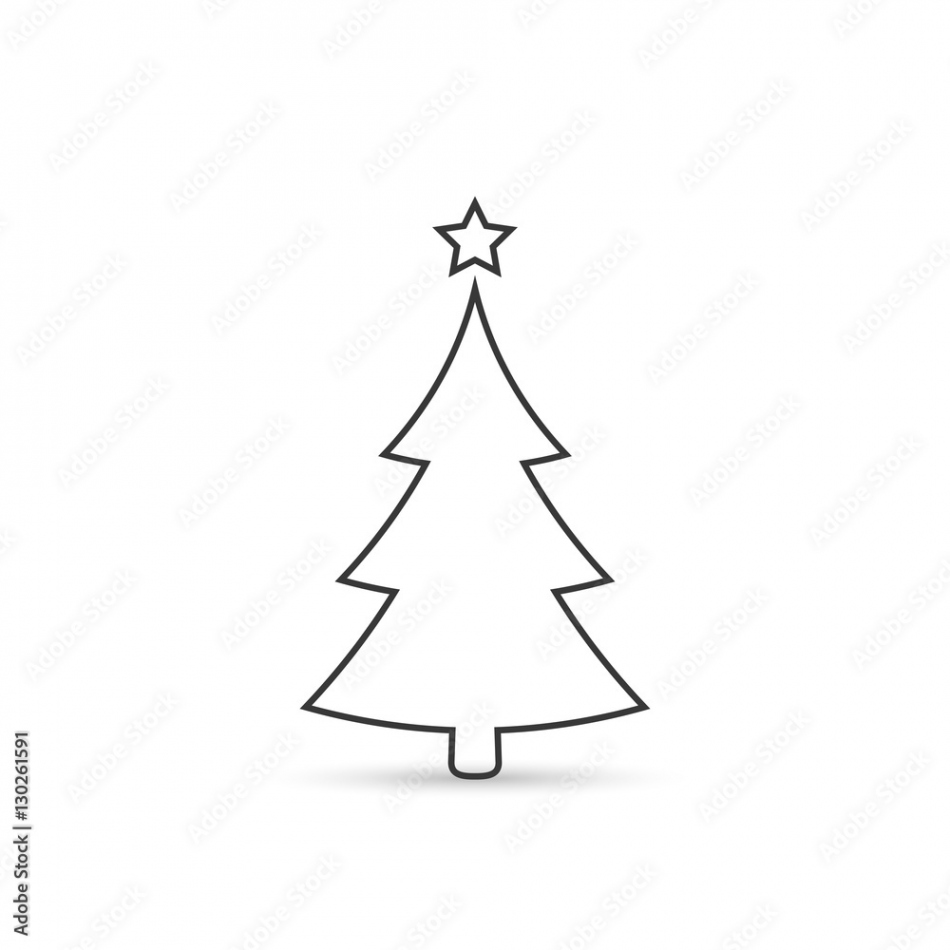 Christmas tree outline icon, vector simple design