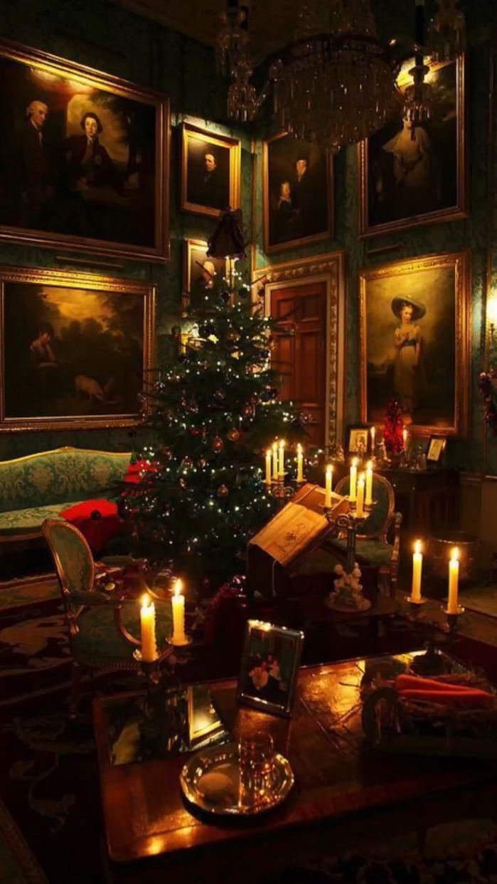 Christmas tree presents aesthetic winter dark academia  Victorian