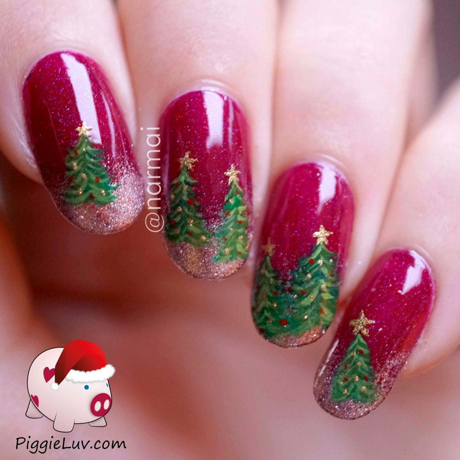 Christmas trees nail art  Christmas tree nail art, Christmas tree