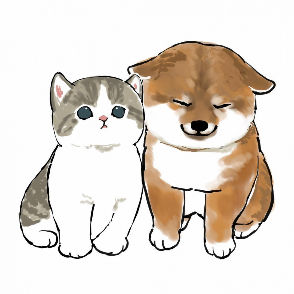 Ciao, Salut  Cat and dog drawing, Cute dog drawing, Kitty drawing