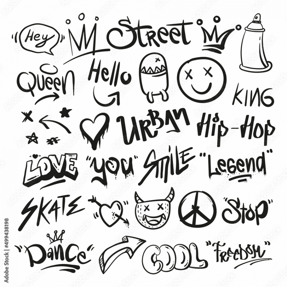 Collection of Graffiti element tags vector illustration concept