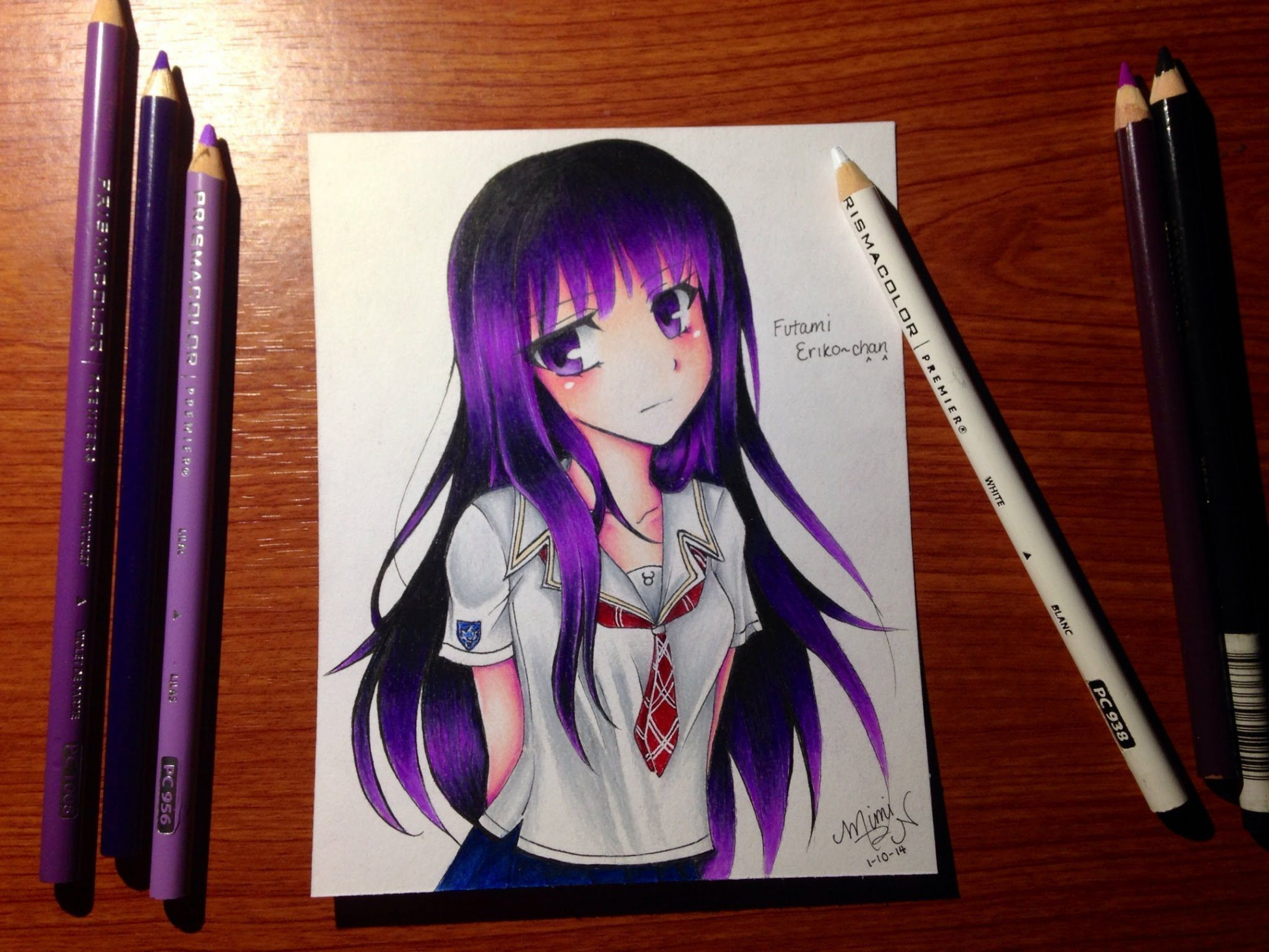 Colored Pencil drawing: Futami Eriko from KimiKiss Pure Rouge  Anime  drawings, Anime art tutorial, Pencil drawings