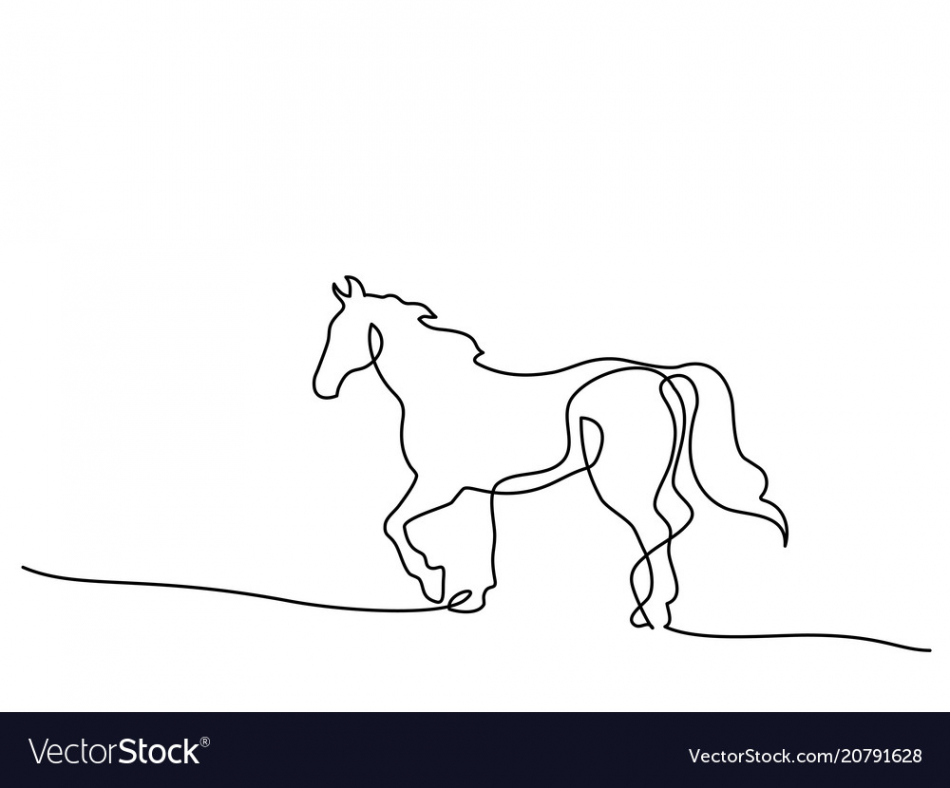 Continuous one line drawing horse logo Royalty Free Vector