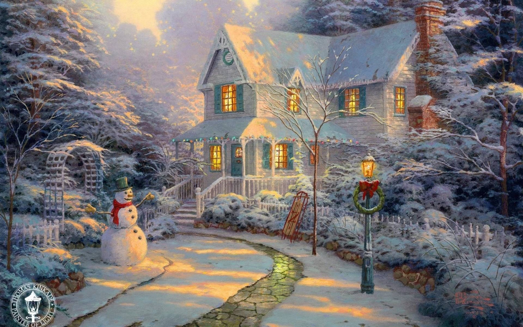 Cozy Christmas Vibes - Thomas Kinkade Wallpaper