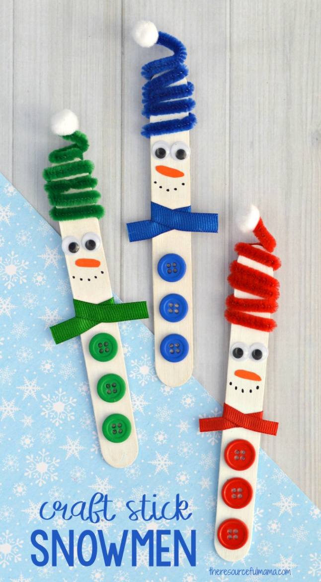 Craft Stick Snowman Craft - The Resourceful Mama