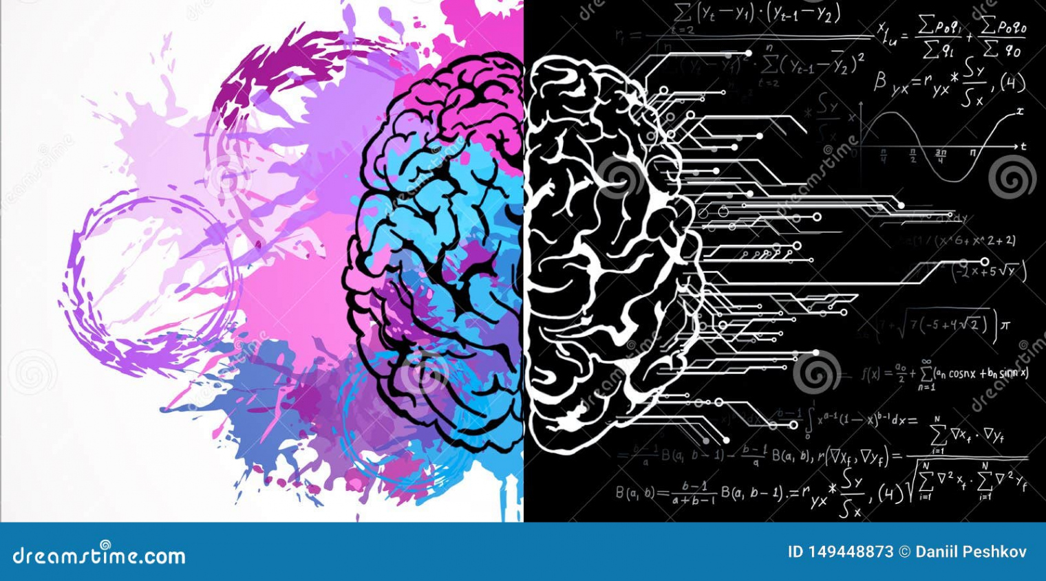 Creative brain drawing stock illustration