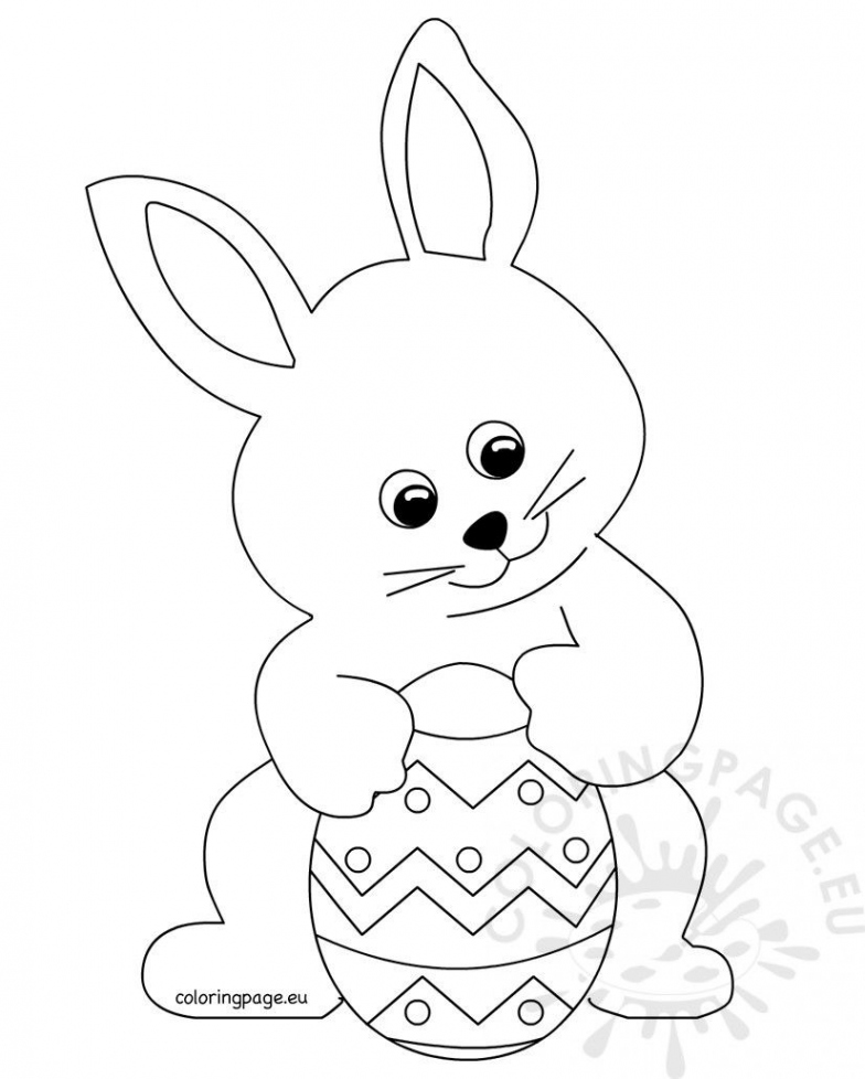 Cute bunny holding Easter egg  Bunny coloring pages, Easter