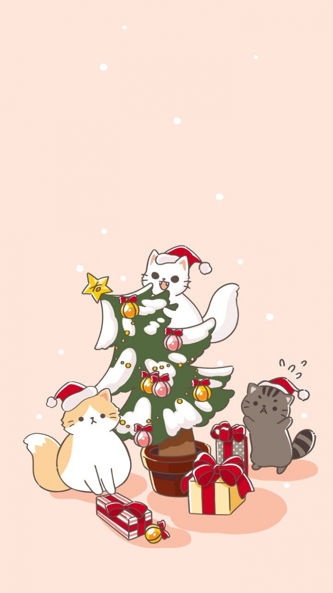 Cute cats  Christmas wallpaper iphone cute, Cute christmas