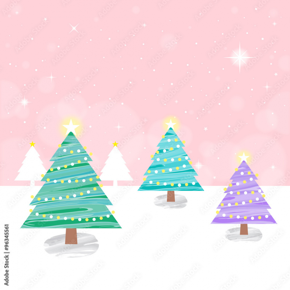 Cute Christmas tree-Pink Background Stock-Vektorgrafik  Adobe Stock