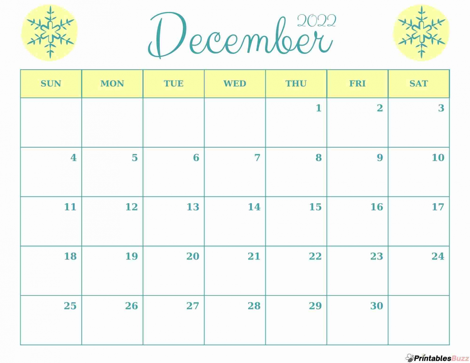 Cute December Calendar Printables -  (Free) — PrintablesBuzz