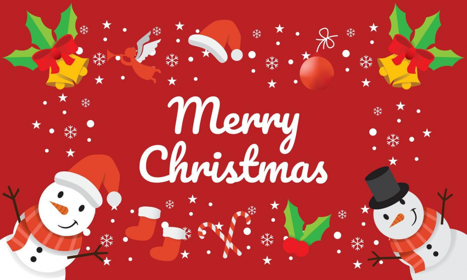 Cute Merry Christmas Red background