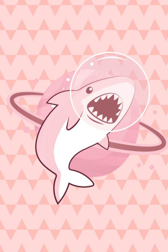 Cute Pink Shark Illustration for Pastel Aesthetic Lovers