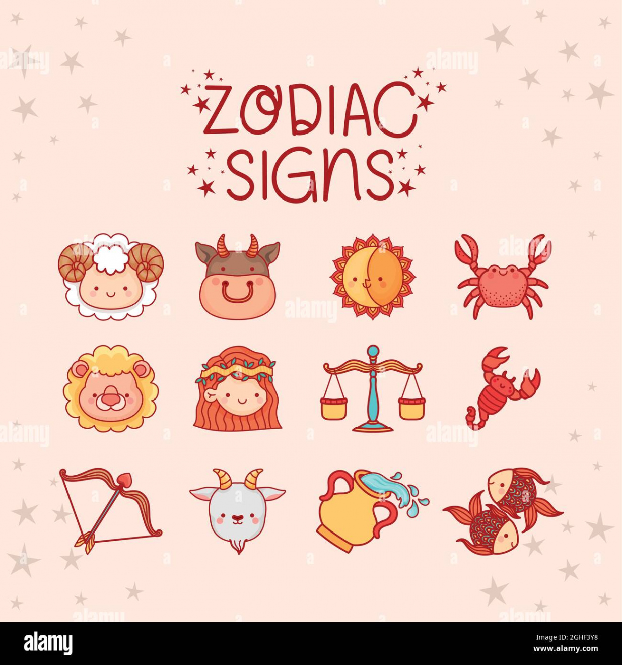 cute zodiac signs Stock Vector Image & Art - Alamy