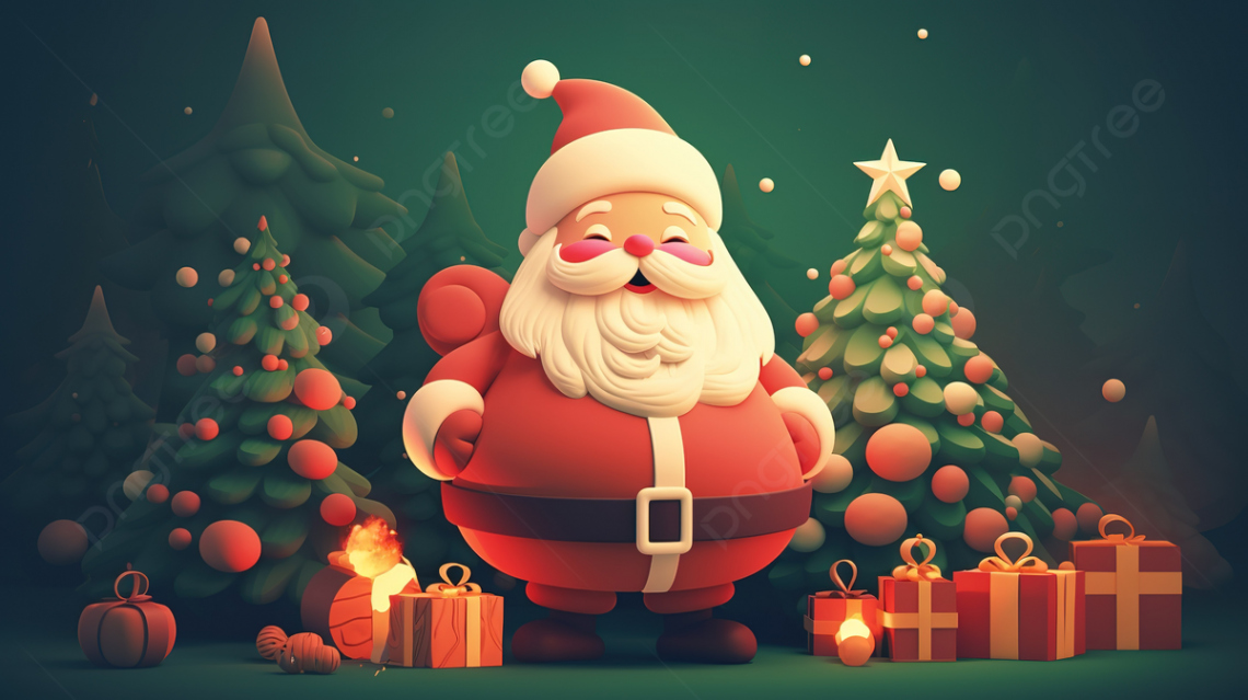 d Christmas Wallpaper Santa Claus With Some Presents Background