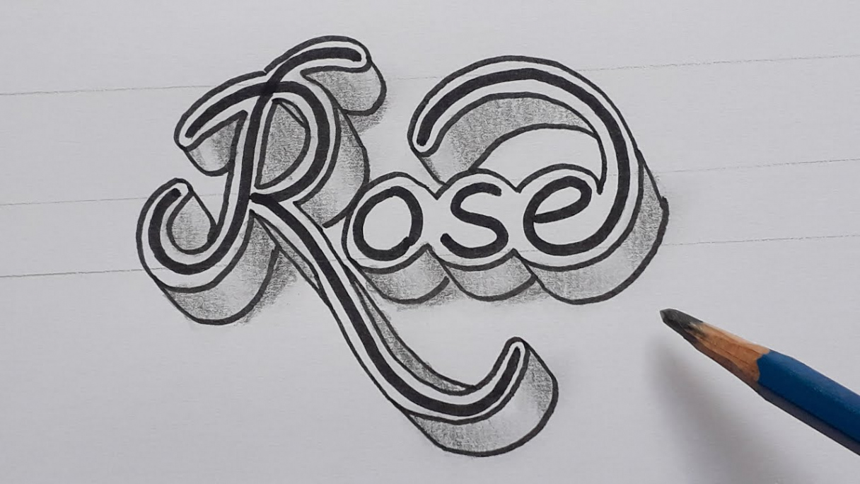 d Drawing Name Rose Easy / How To Draw Calligraphy For Beginners