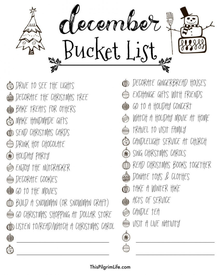 December Bucket List & Kids