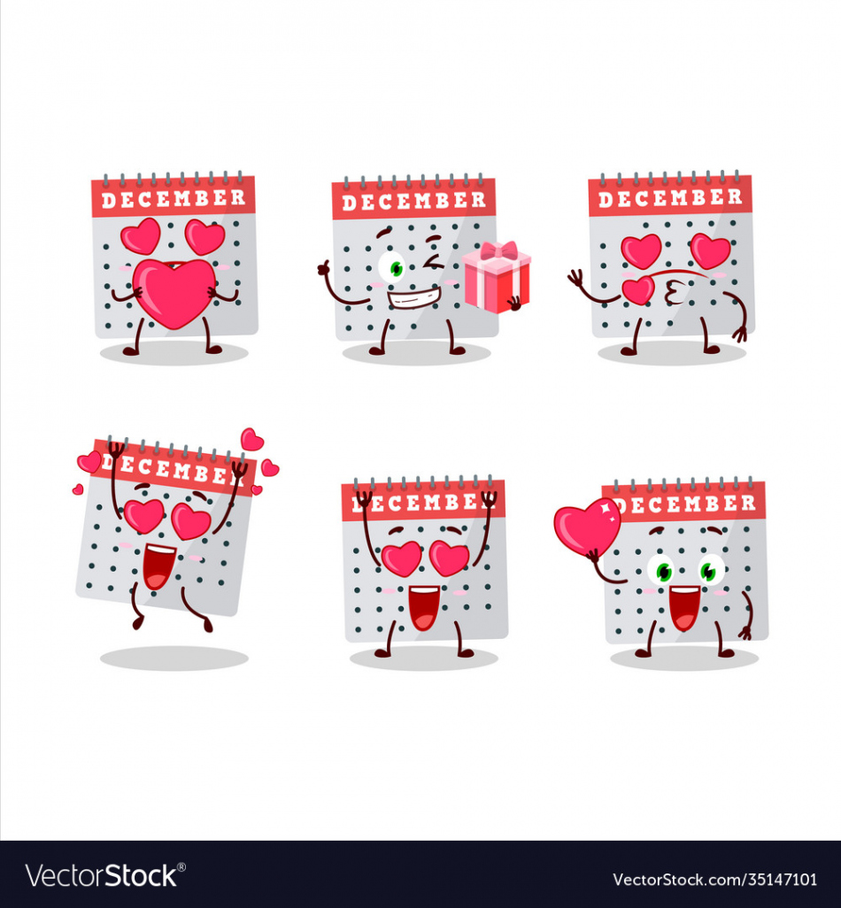 December calendar cartoon character with love Vector Image