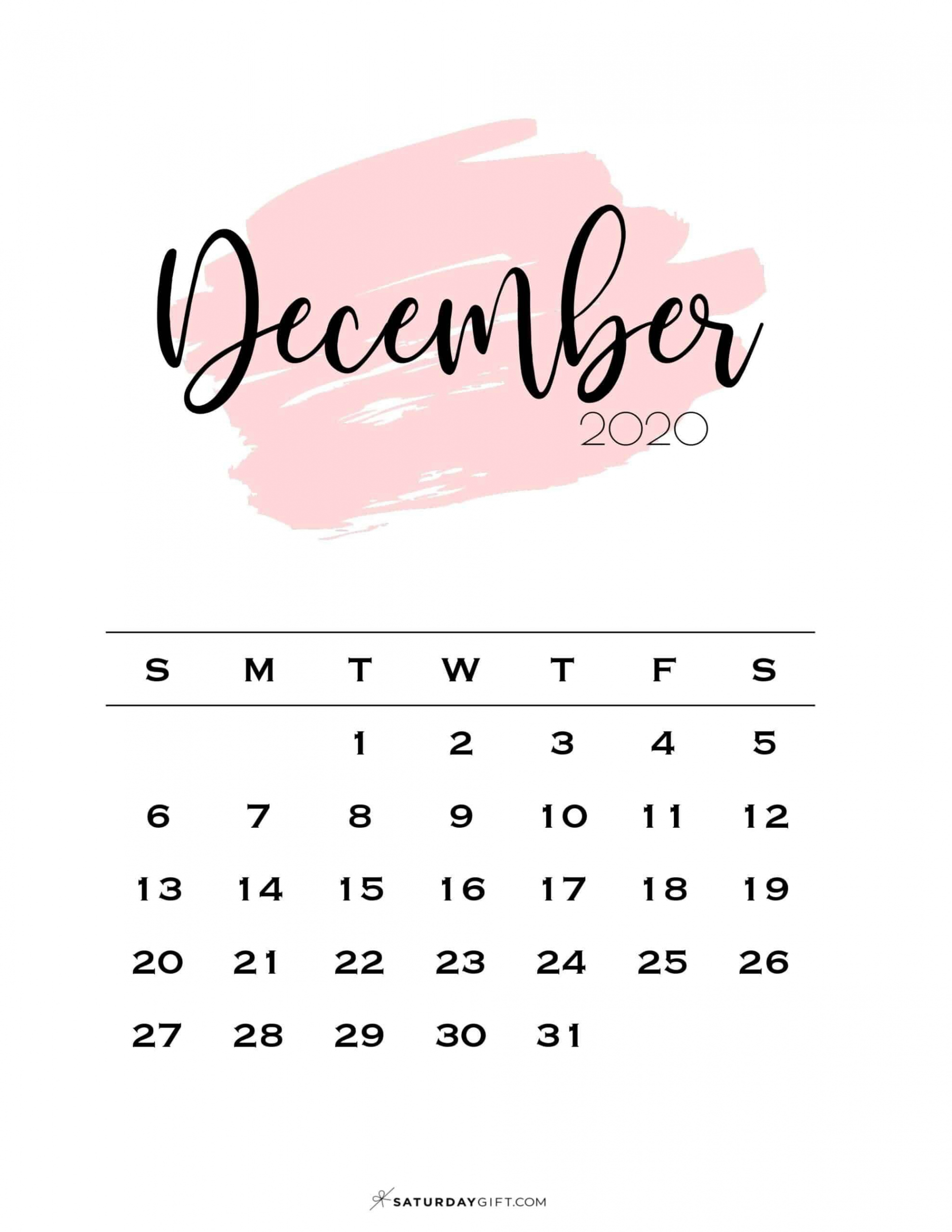 December  Calendar -  Cute & FREE Printables  SaturdayGift