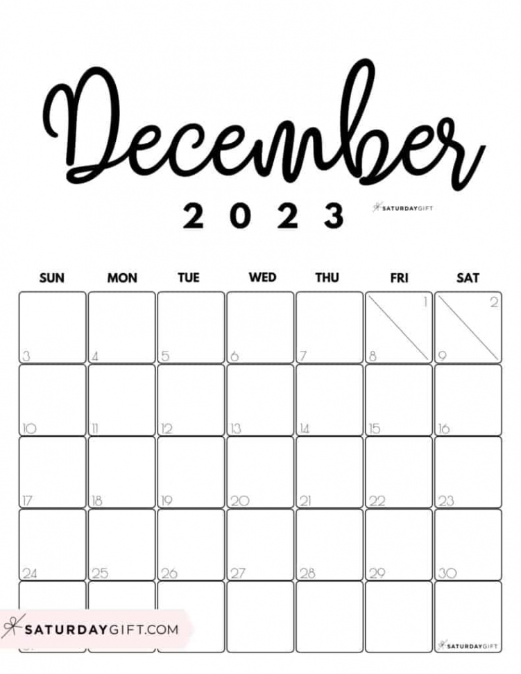 December  Calendar -  Cute & FREE Printables  SaturdayGift