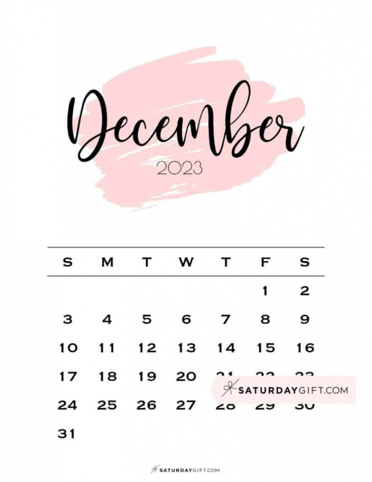 December  Calendar -  Cute & FREE Printables  SaturdayGift