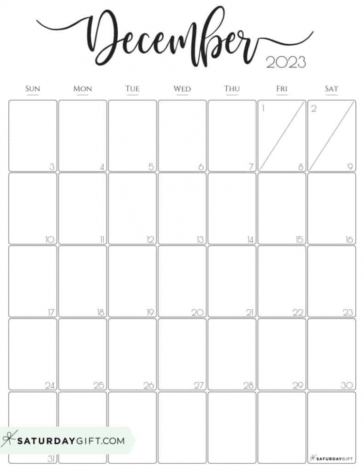 December  Calendar -  Cute & FREE Printables  SaturdayGift