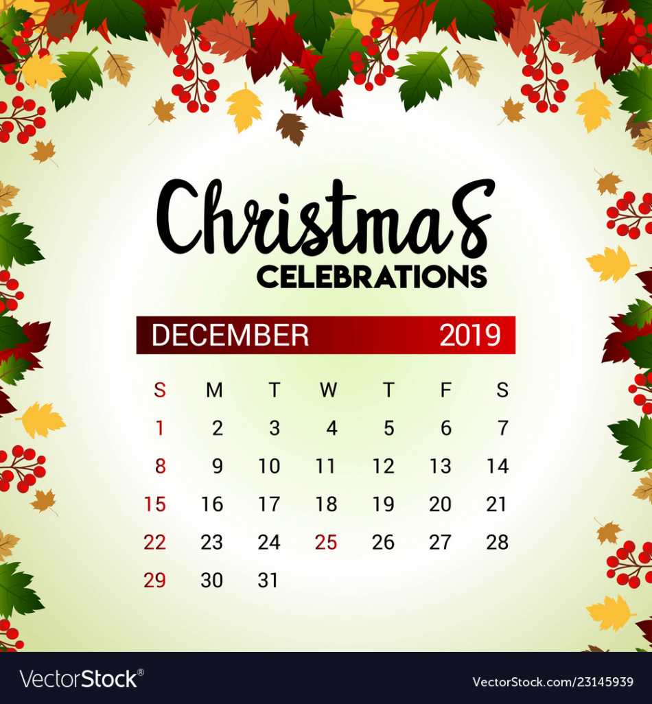 december calendar design template Royalty Free Vector