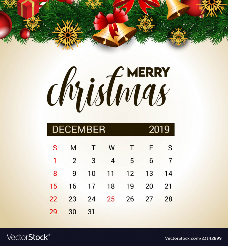 december calendar design template Royalty Free Vector