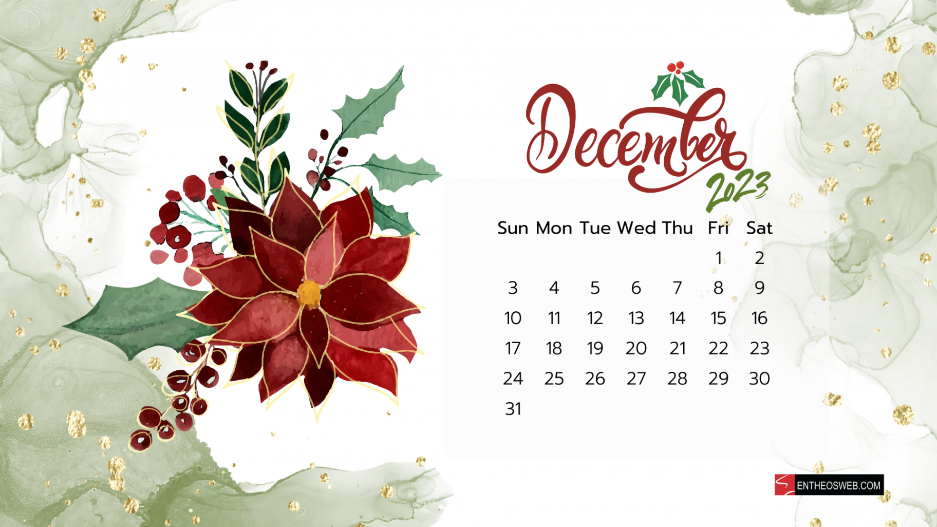 December  Calendar Desktop Wallpaper  EntheosWeb