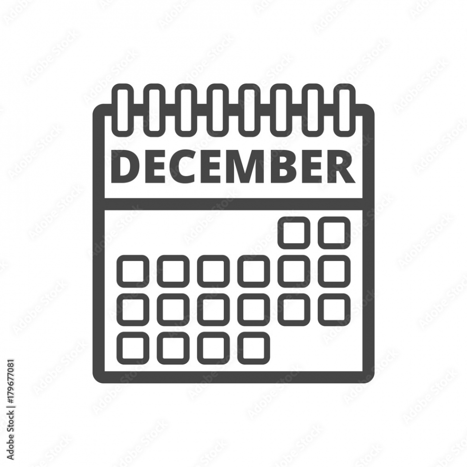 December calendar icon, Calendar sign, December month symbol Stock