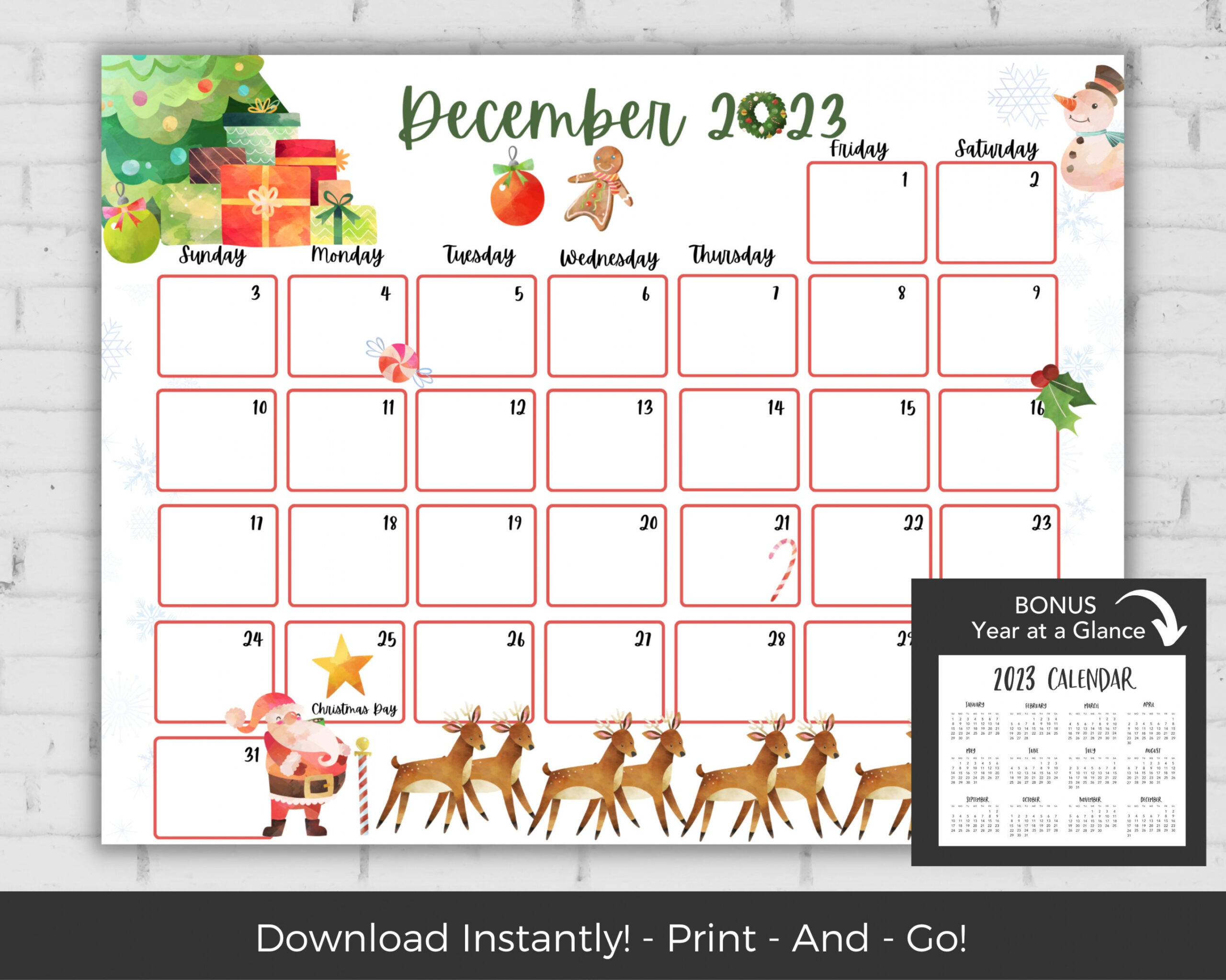 December  Calendar Kids Calendar Printable Calendar - Etsy