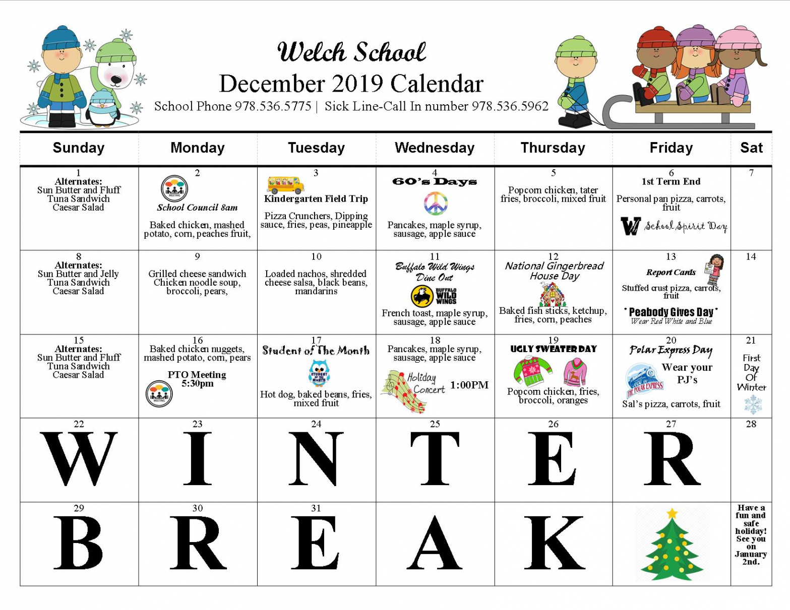 December Calendar : Peabody Public Schools