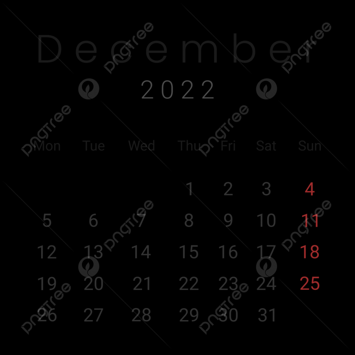 December  Calendar PNG Transparent Images Free Download