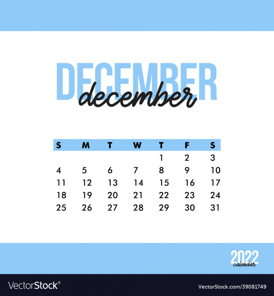 December  calendar sticker design Royalty Free Vector