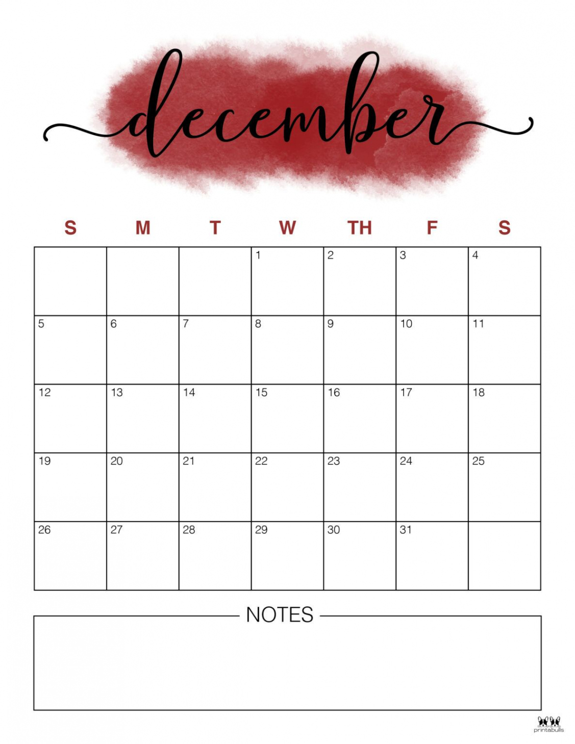 December  Calendars -  FREE Printables  Printabulls