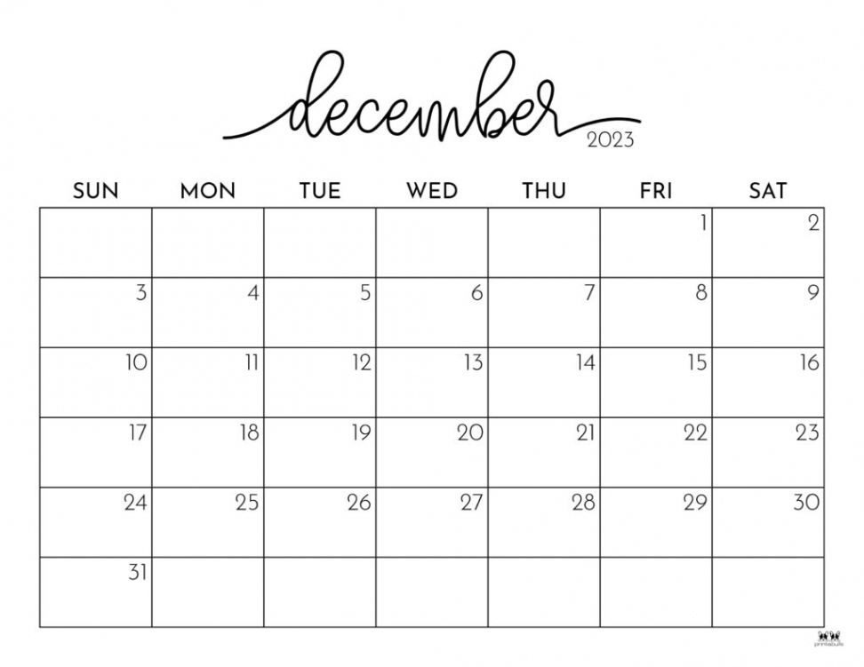 December  Calendars -  FREE Printables  Printabulls