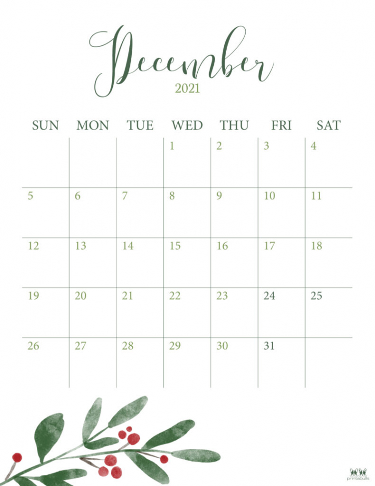 December  Calendars -  FREE Printables  Printabulls