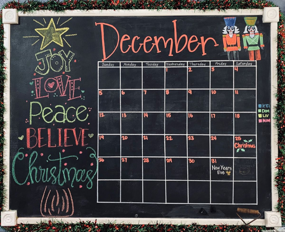 December Chalkboard Calendar   Chalkboard calendar