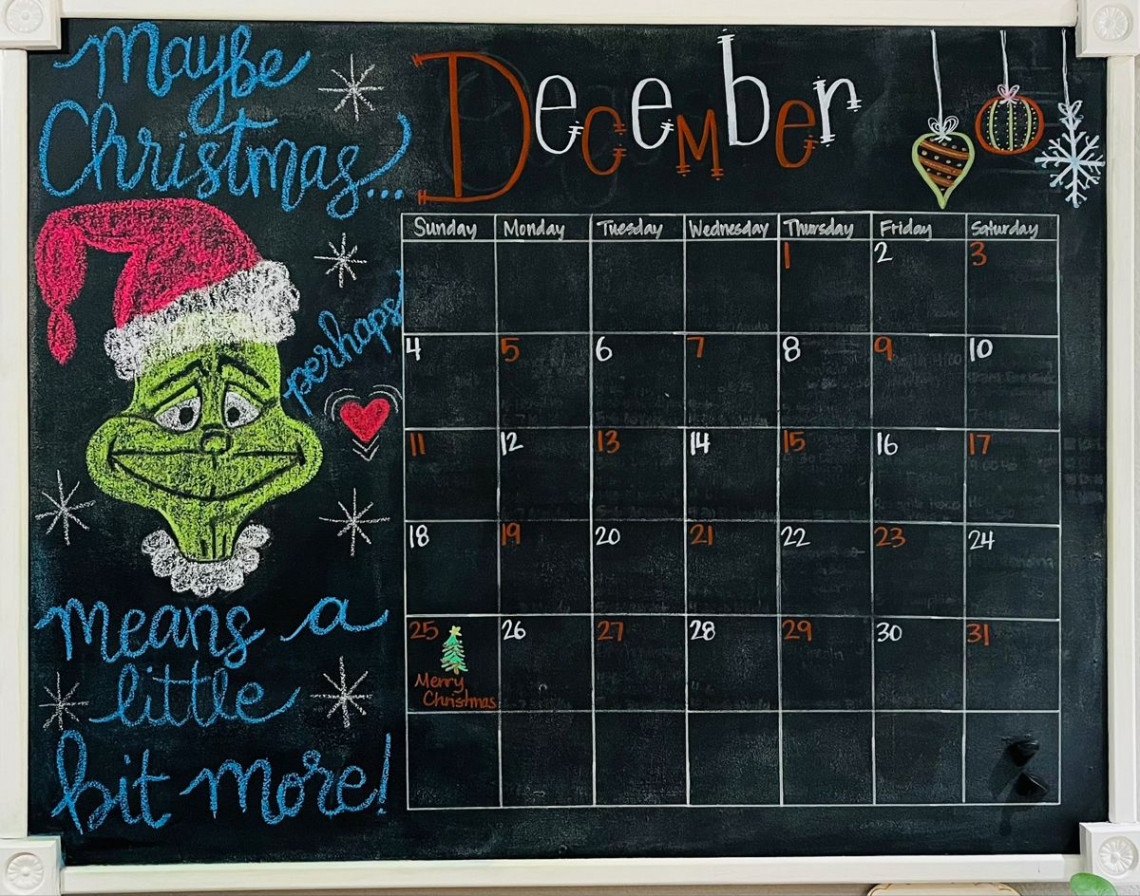 December Chalkboard Calendar  in   Chalkboard calendar