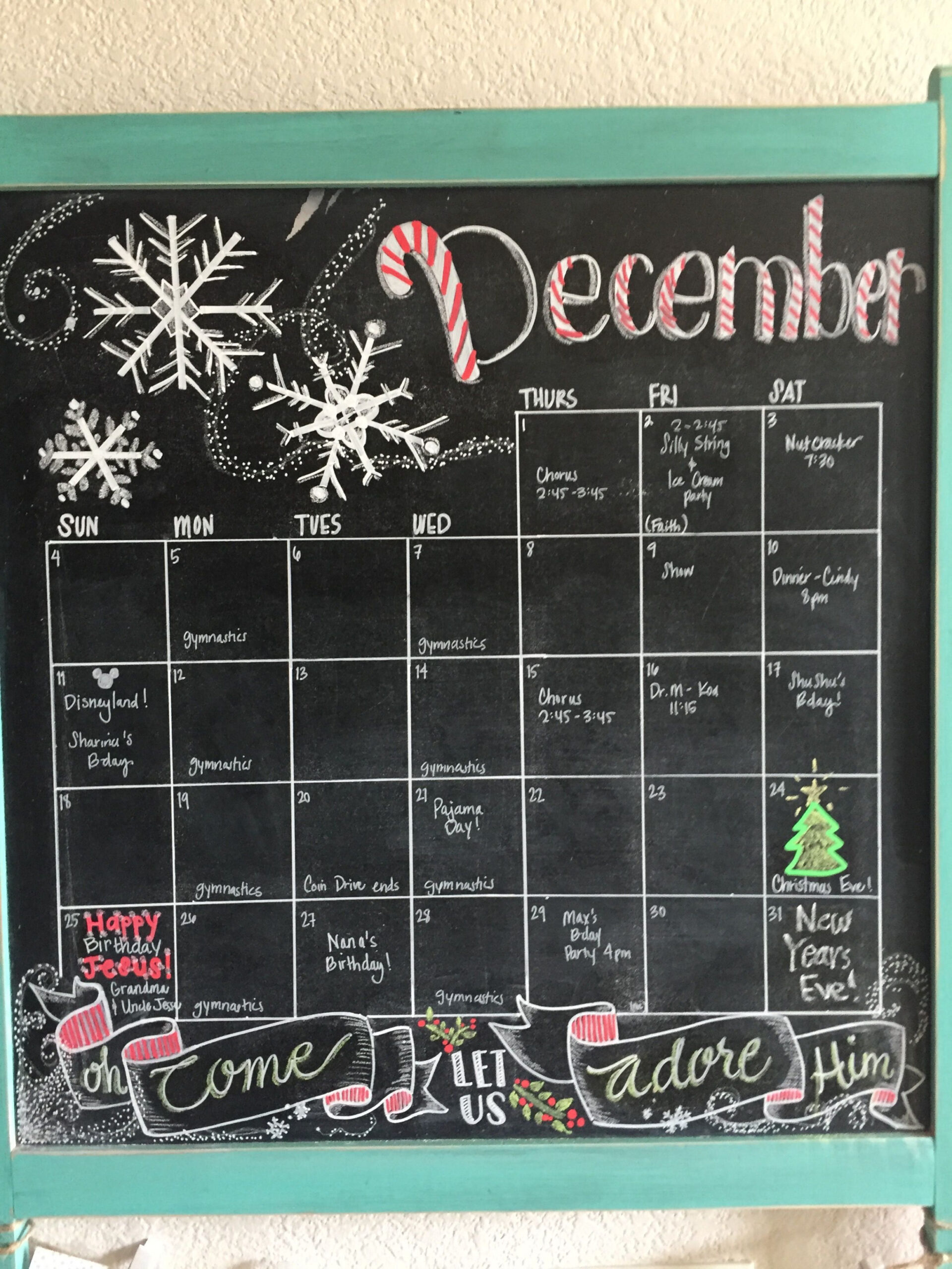 December chalkboard