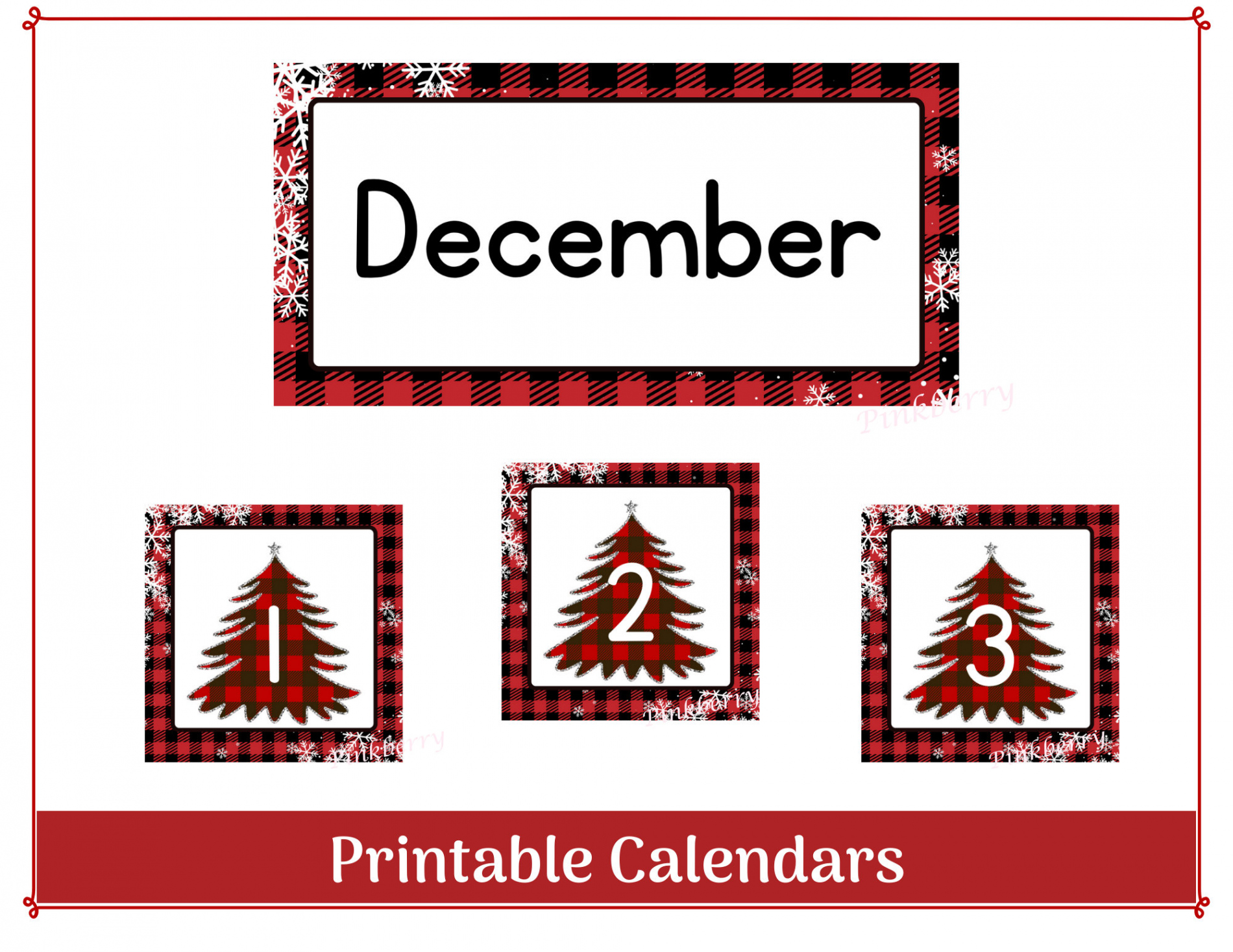 December Classroom Calendar Header and Numbers Printable & - Etsy