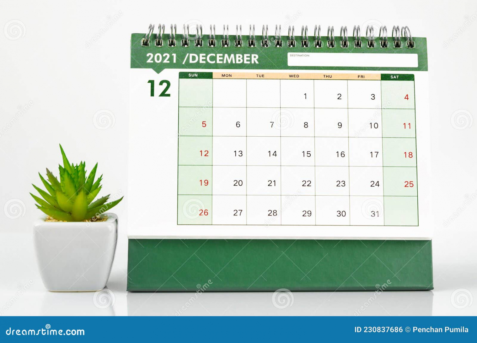 December  Green Desk Calendar Stock Photo - Image of calendar