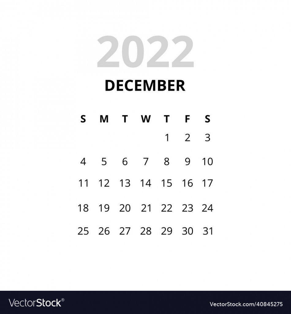 december month calendar Royalty Free Vector Image