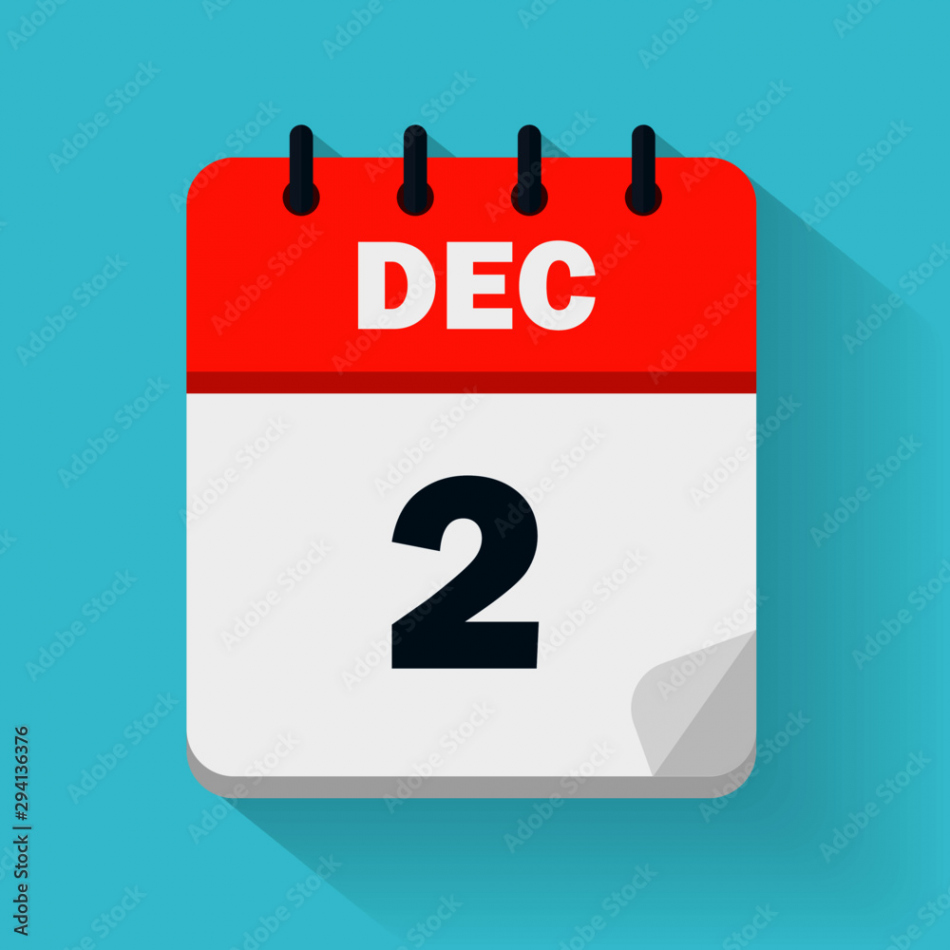 December nd. Daily calendar icon in vector format