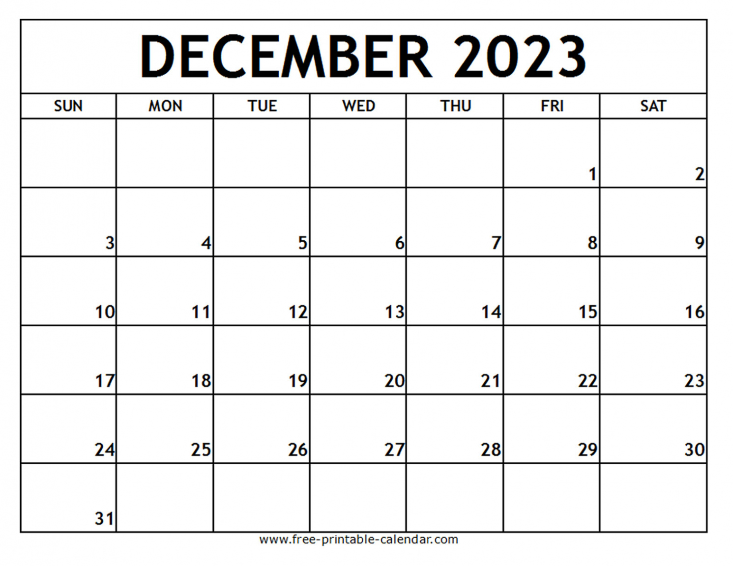 December  Printable Calendar - Free-printable-calendar